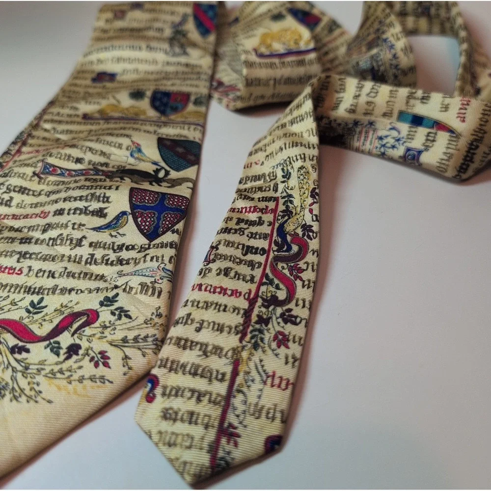 Alynn Illuminated Manuscript 100% Silk Tie Medieval Art Renaissance USA Made